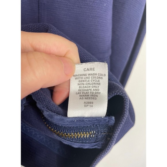 Madewell Extra Small Side Zip Piqué Sweatshirt Top Purple Blue 3/4 Sleeve V-Neck - Picture 8 of 9